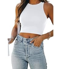 EFAN Womens Sexy Sleeveless Double Lined Crop Tops Workout Cute Tight Racerback Tank Tops Summer ... | Amazon (US)