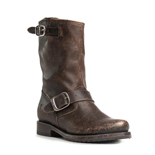 Frye Veronica Short Boots for Women Made from Full-Grain Leather with Antique Metal Hardware, Goodyear Welt Construction, and Rubber Lug Soles – 6 ¾” Shaft Height, Antique Black - 6 M | Amazon (US)