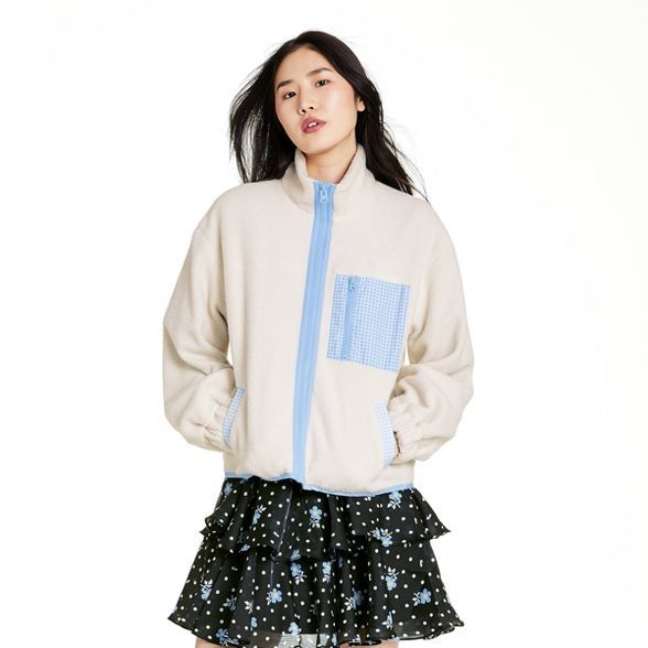 Women's Gingham Pocket Sherpa Jacket - Sandy Liang x Target Cream | Target