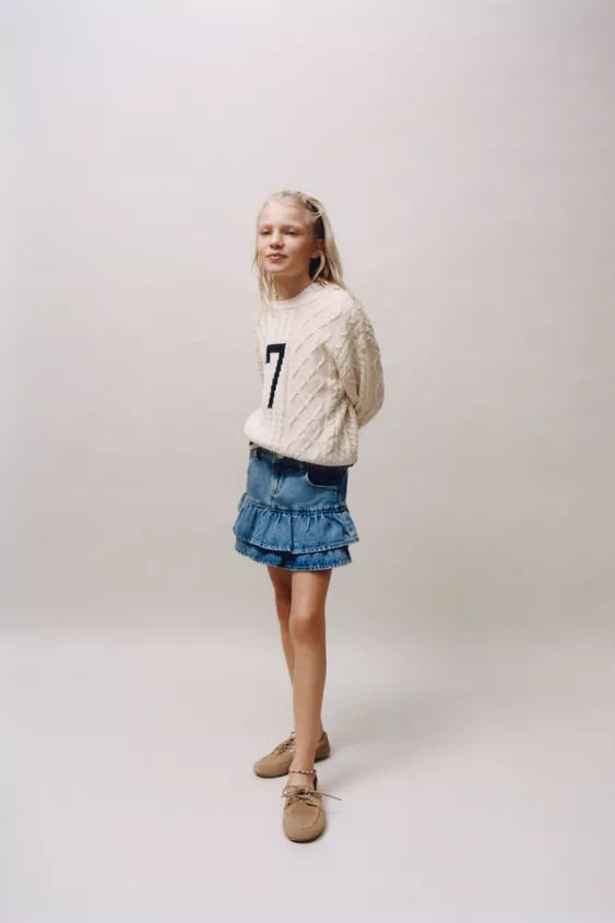 DENIM SKIRT WITH RUFFLES | Zara US