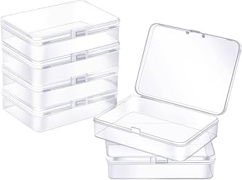 ZORRITA 6 Pack Small Plastic Containers with Hinged Lids, Rectangle Clear Plastic Storage Boxes f... | Amazon (US)