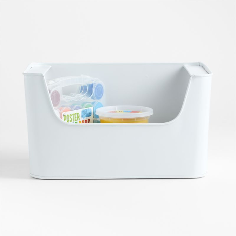 Small White Metal Kids Stacking Storage Bin + Reviews | Crate & Kids | Crate & Barrel