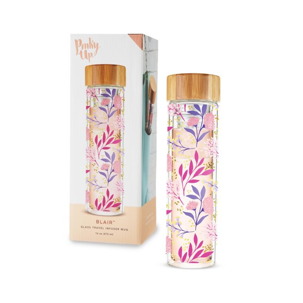 Pinky Up Blair Travel Infuser Mug, Double-Walled Glass, Stainless Steel, 16 Oz, Botanical Bliss -... | Walmart (US)