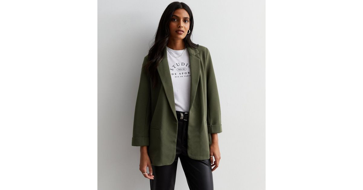 Khaki Long Sleeve Relaxed Fit Blazer | New Look | New Look (UK)