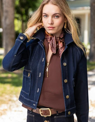 Fallon Denim Jacket Dark Bayou Rinse Wash | Spartina 449