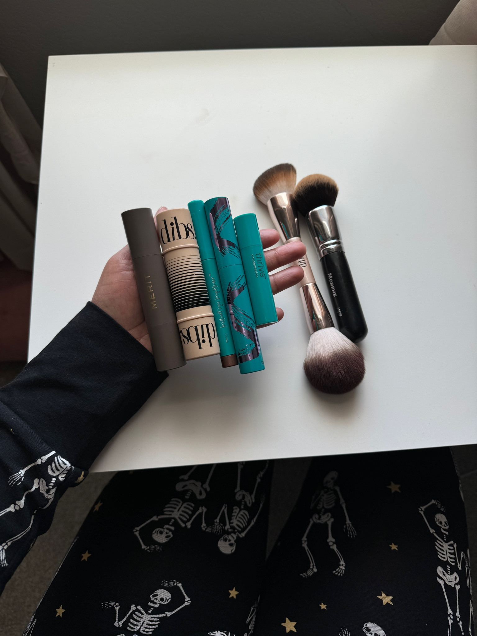 Merit foundation stick, shade Buff // DIBS cream bronzer & blush, shade 5.5 // eyeshadow stick, shade Muna // purple mascara, shade Margo // lip tint, shade Kaisa 

#LTKBeauty