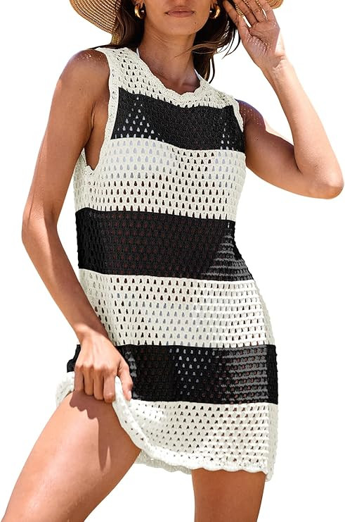 ANRABESS Womens Swimsuit Cover Up Sleeveless Knit 2025 Summer Outfits Swimwear Bathing Suit Cover... | Amazon (US)