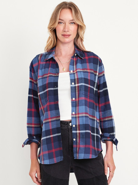 Flannel Boyfriend Button-Down Shirt | Old Navy (US)