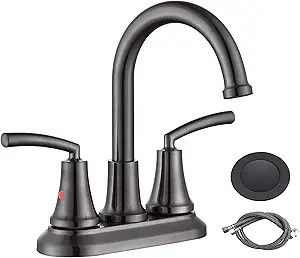 RKF Swivel Spout Two-Handle Centerset Bathroom Faucet Lavatory Faucet with Metal pop-up Drain wit... | Amazon (US)