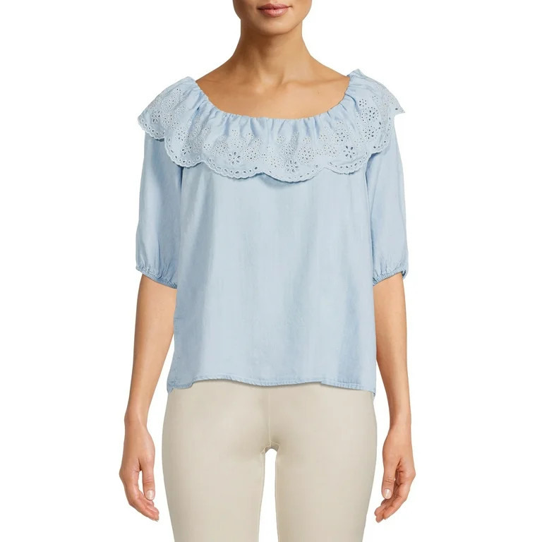 Time and Tru Women's Embroidered Top, Sizes XS-XXXL | Walmart (US)