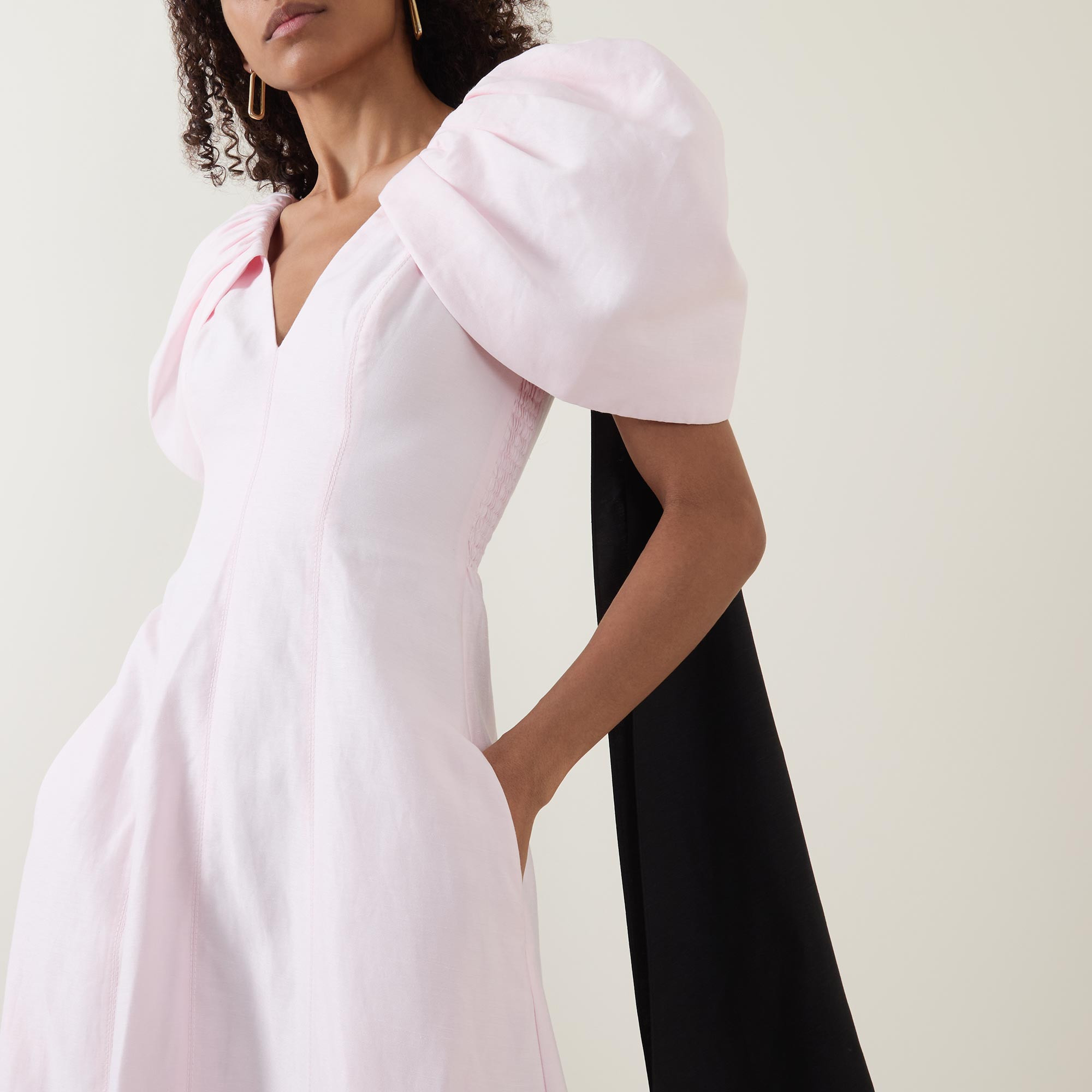 AJE Bisou Puff-Sleeve Flared Dress - Light Pink | Brown Thomas (IE)