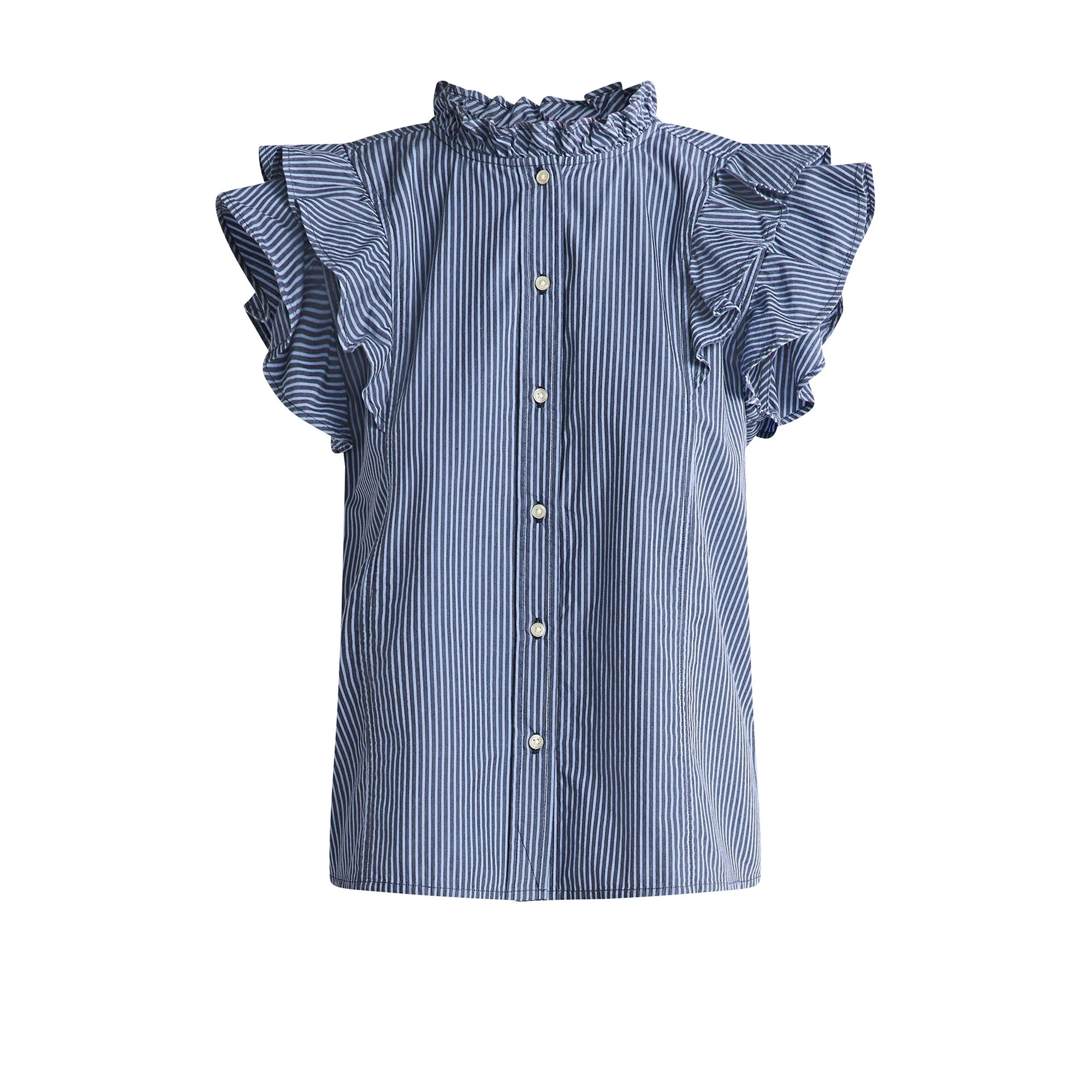 Free Assembly Women's and Women's Plus Size Button Front Ruffle Shirt, Sizes XS-4X | Walmart (US)