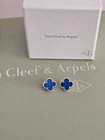 VAN CLEEF & ARPELS 18K YELLOW Gold BLUE Agate Vintage Alhambra Earrings | eBay | eBay US