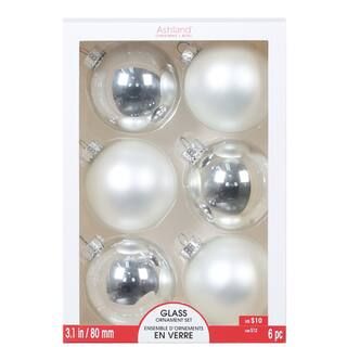 6ct. 3.1" Matte & Shiny Silver Glass Ball Ornaments by Ashland® | Michaels | Michaels Stores