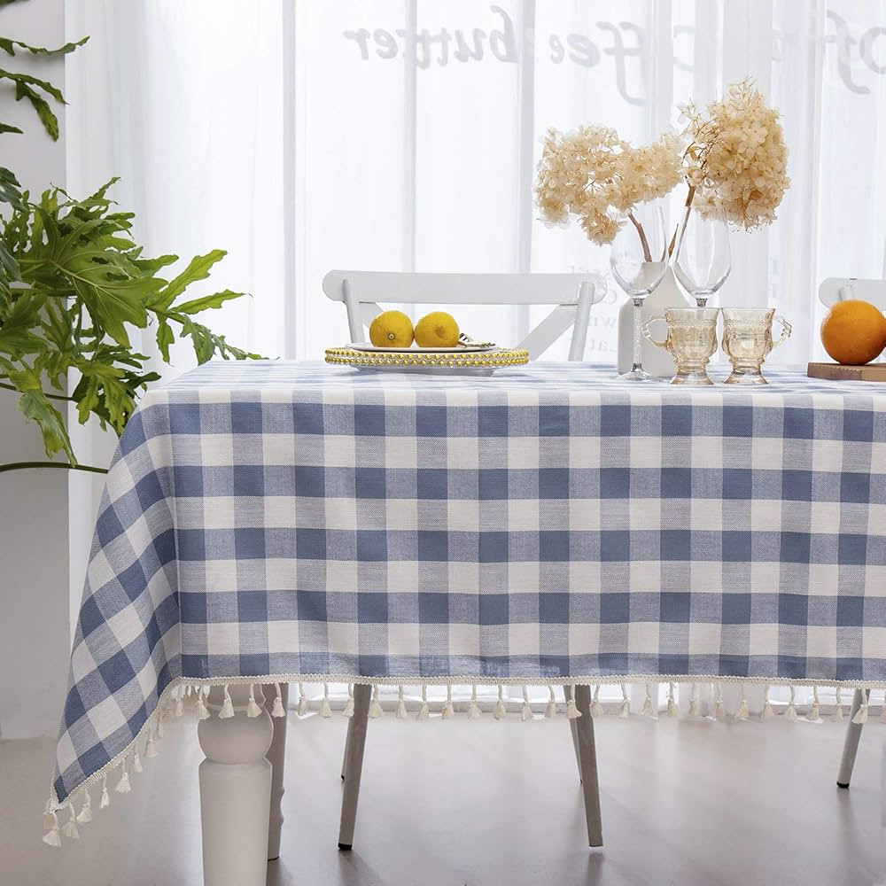 Midsummer Breeze Buffalo Plaid Rectangular Tablecloth-Cotton Gingham Table Cloth for Kitchen Rest... | Amazon (US)