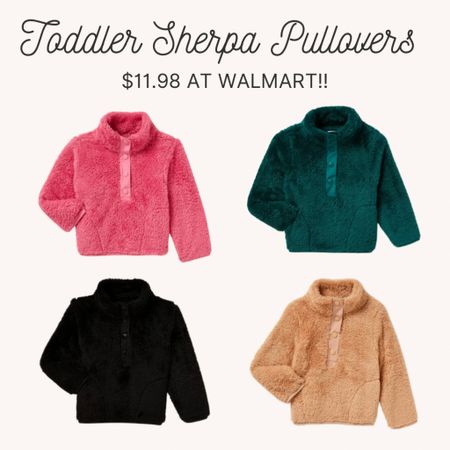 Toddler Sherpa pullovers at Walmart for $11.98!!! You literally can’t beat that price. I bought the black jacket for my daughter & ordering all other colors because they’re such good quality for under $12. Styled her toddler outfit this morning with cheetah print leggings & black ugg boots! Obsessed. 

#LTKbaby #LTKunder50 #LTKfit
