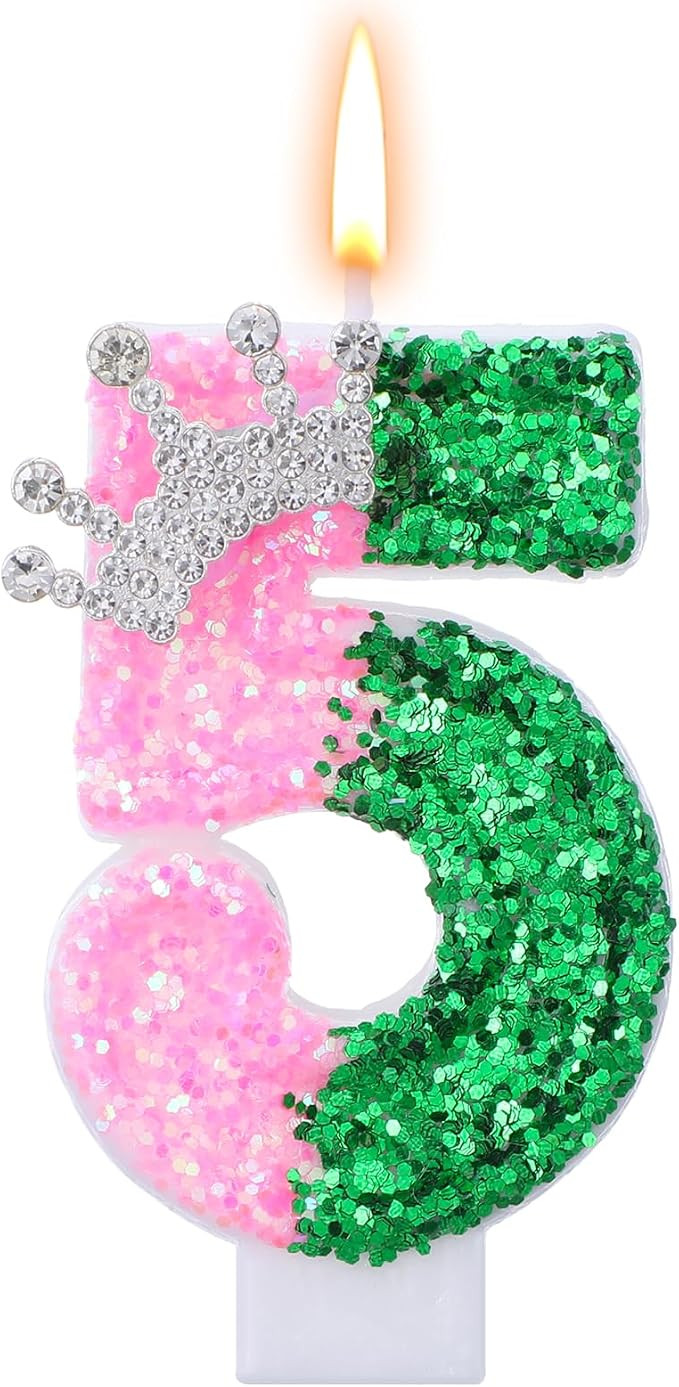 Birthday Number 5 Candles for Cake, Pink and Green Party Decorations, Birthday Party Decorations,... | Amazon (US)