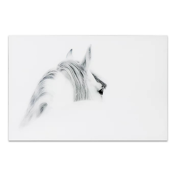 Empire Art Direct "Blanco Mare Horse" Glass Wall Art in White | Bed Bath & Beyond | Bed Bath & Beyond