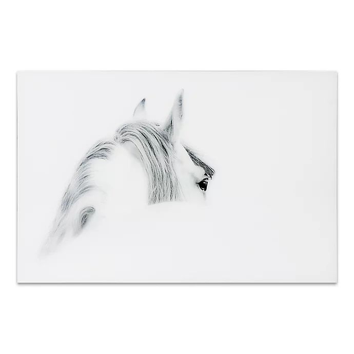 Empire Art Direct "Blanco Mare Horse" Glass Wall Art in White | Bed Bath & Beyond | Bed Bath & Beyond