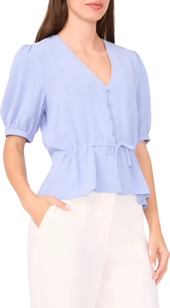 Halogen® Button Front Tie Waist Top | Nordstrom | Nordstrom