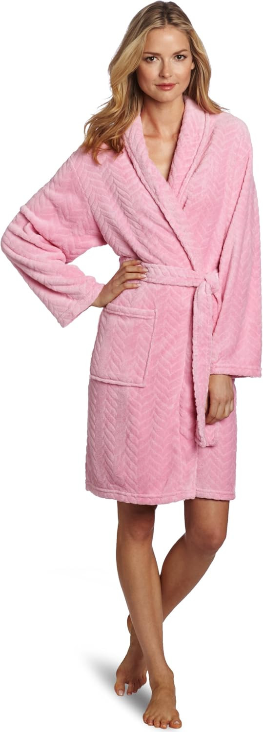 Hotel Spa Collection Herringbone Textured Plush Robe, Bright Pink | Amazon (CA)