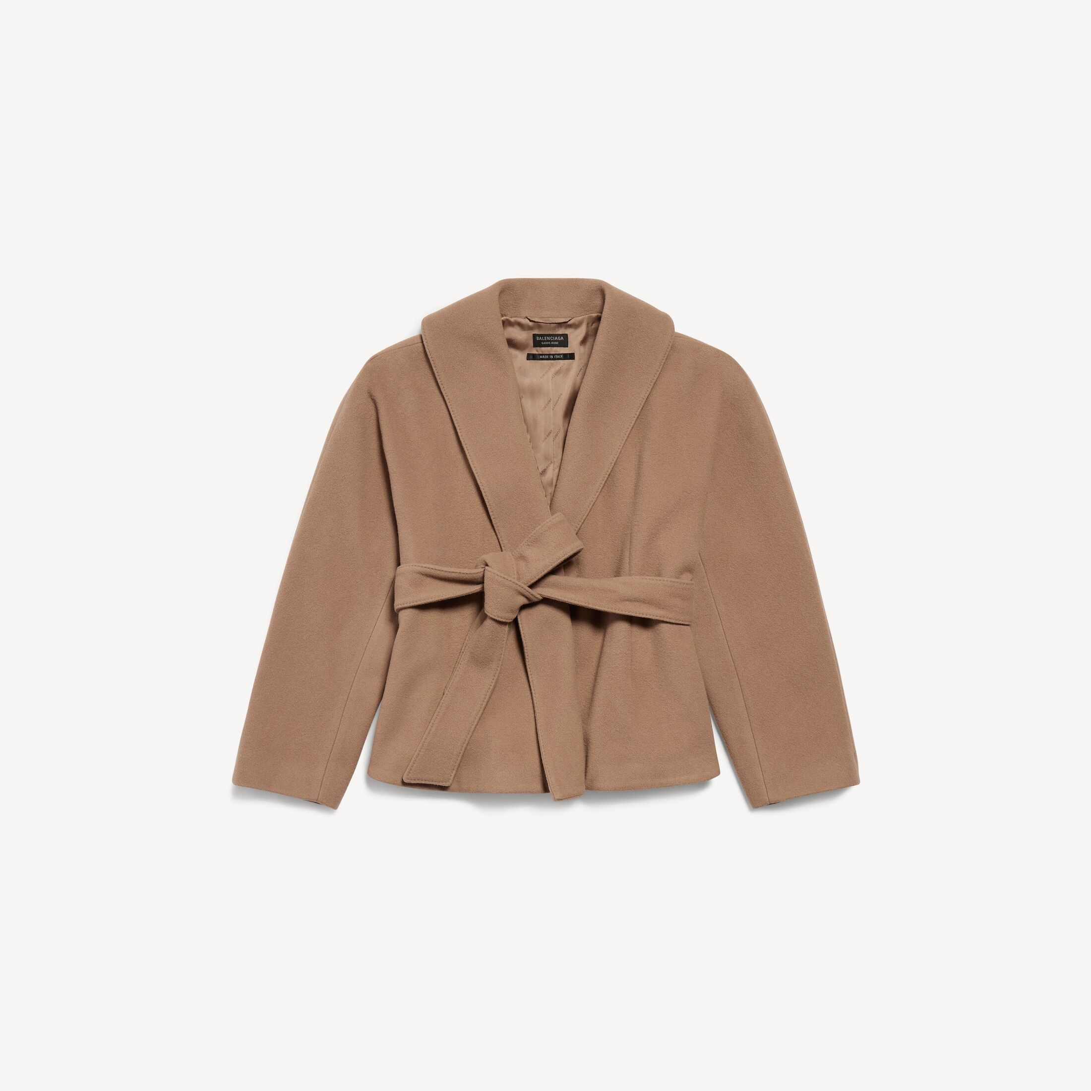 Balenciaga Short Wrap Coat - Brown - Women | Balenciaga