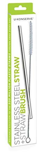 Amazon.com: U-Konserve Stainless Steel Straw and Straw Cleaning Brush Set - Metal Straws - Reusab... | Amazon (US)