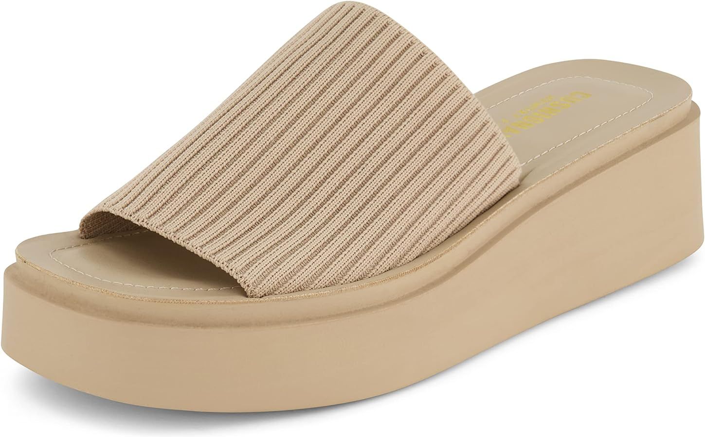 CUSHIONAIRE Women's Pim Knit Platform Sandals +Memory Foam, 2" Inch Platform Wedge Slide - Slip O... | Amazon (US)