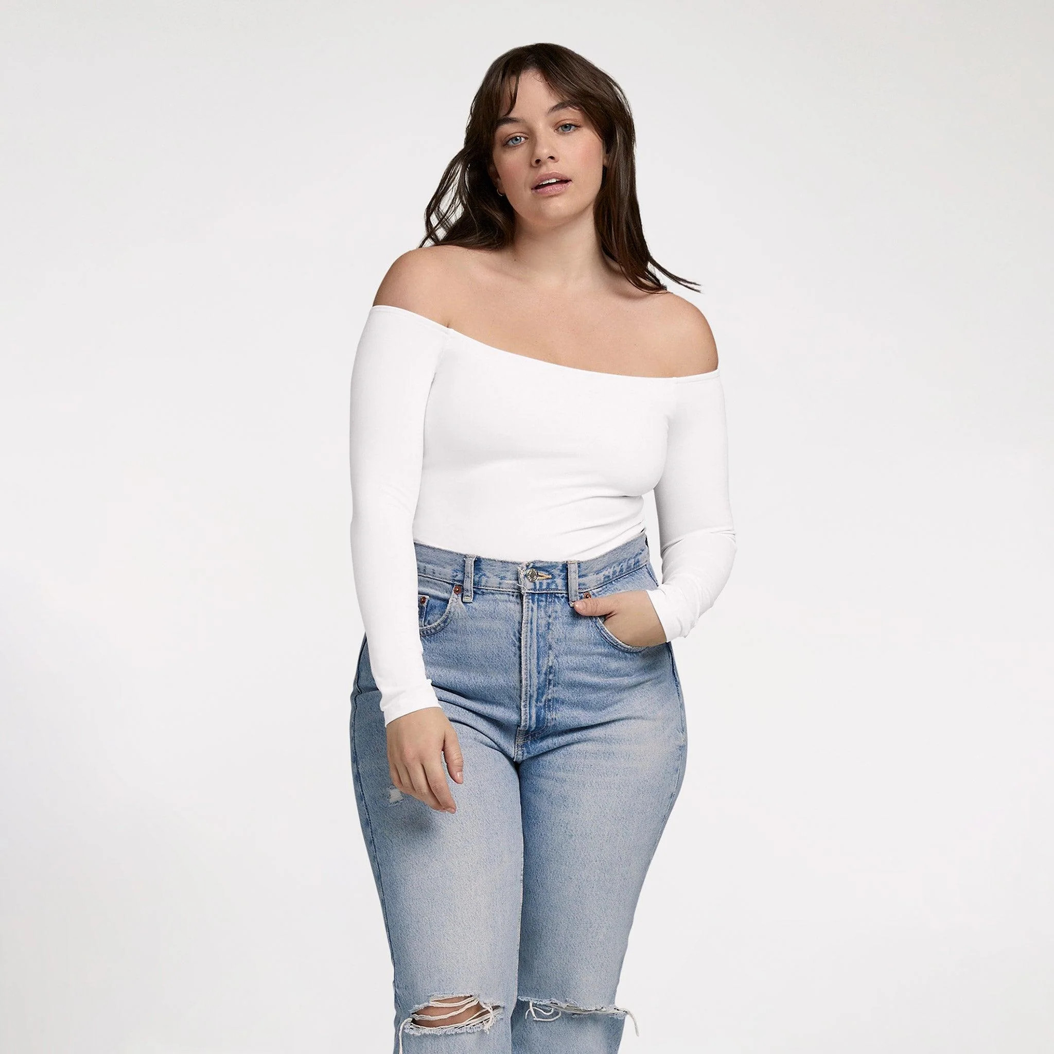 Off The Shoulder Bodysuit | White - nuuds | nuuds