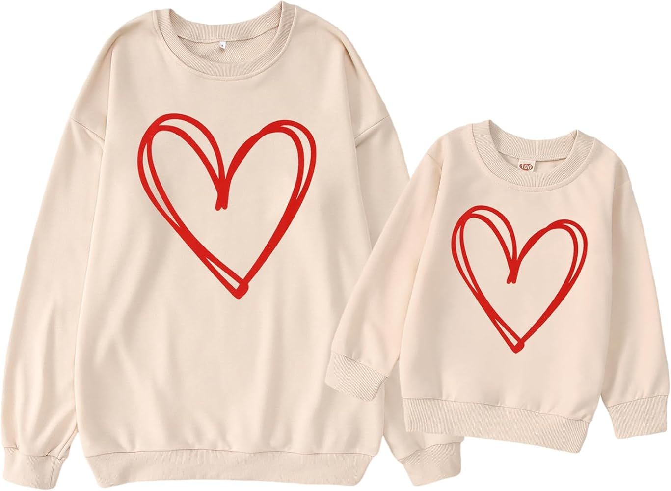 Mommy and Me Valentine's Day Sweatshirt Love Heart Graphic Family Matching Pullover Casual Long S... | Amazon (US)