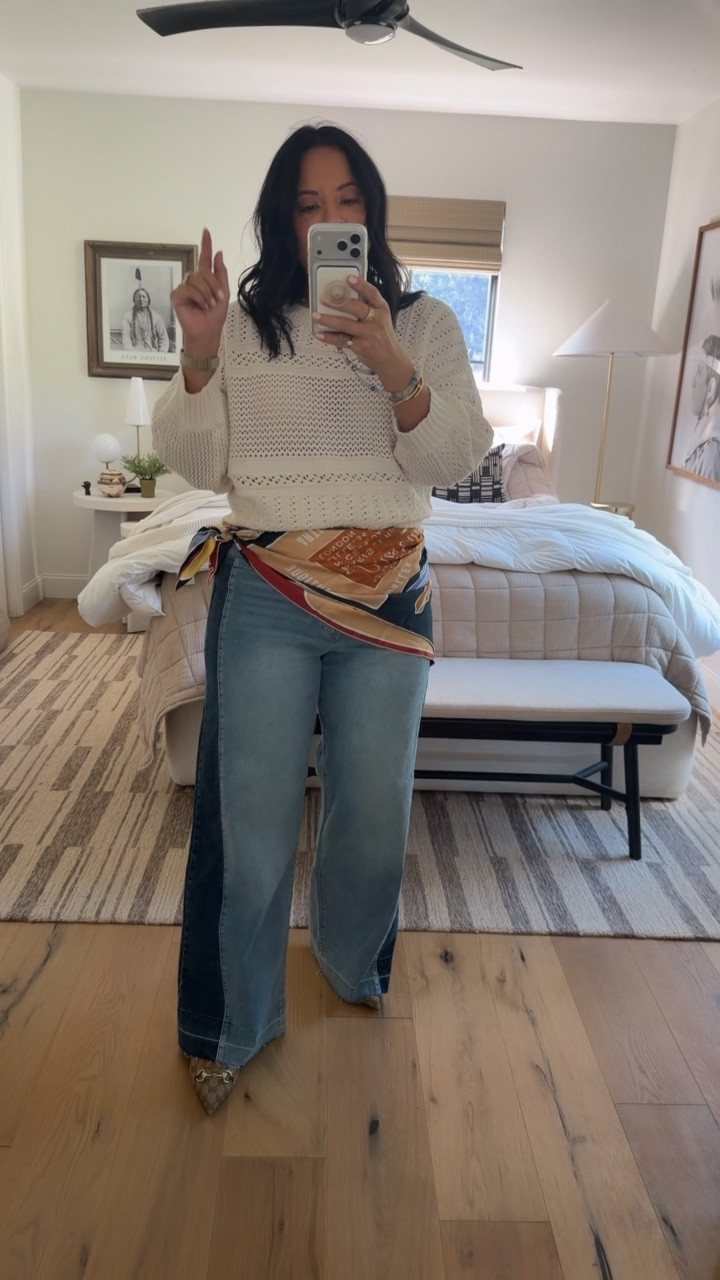Top size large, pants size 8 (definitely size down if you are between sizes), size up half a size in the shoes (I’m a 9.5/10 and did a 40.5).

#LTKWorkwear #LTKMidsize #LTKOver40