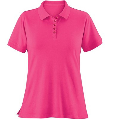 Collections Etc Ladies Soft Knit Button-Front Short Sleeve Polo Top Shirt Small Women Pink | Target