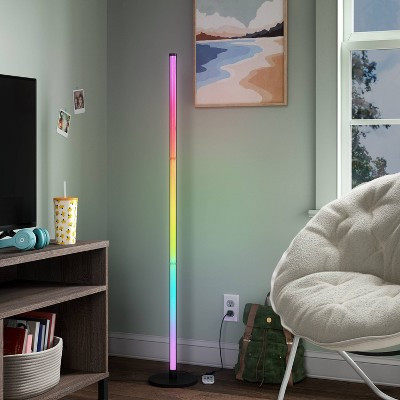 Color Changing LED Floor Lamp with Remote Control Mood and Ambient Lighting Black - Room Essentials™ | Target