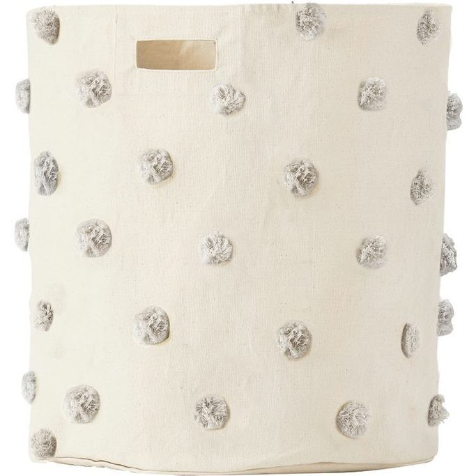 Pom Pom Hamper, Grey | Maisonette
