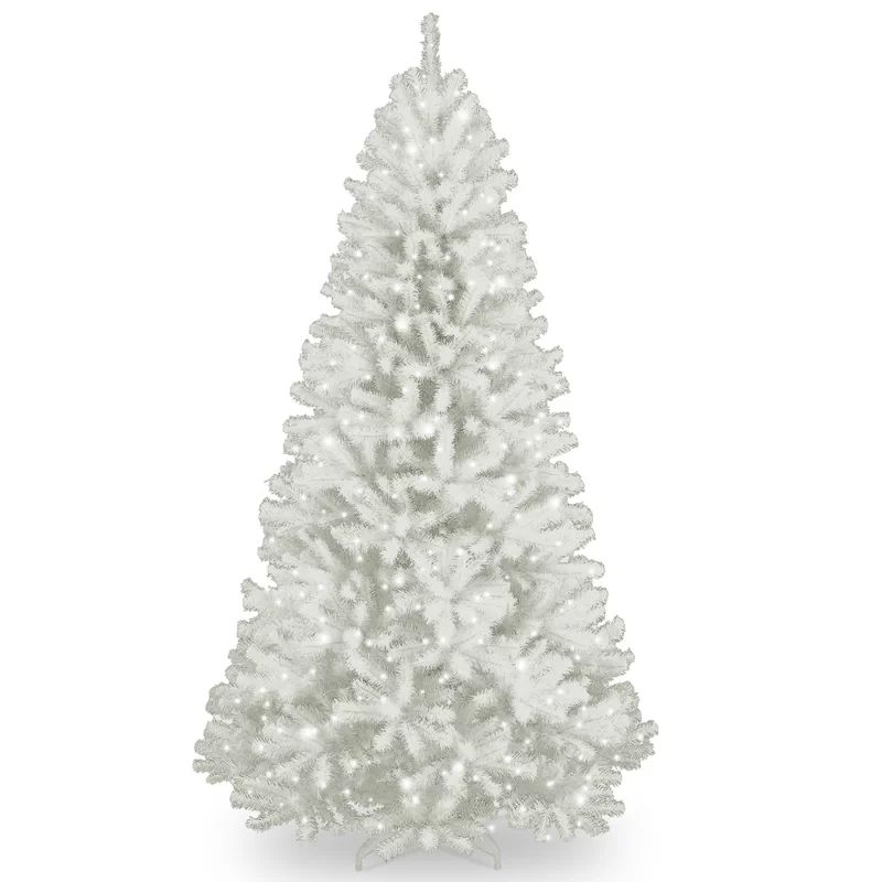 Spruce 7' White Artificial Christmas Tree with 550 Clear Lights and Stand | Wayfair North America