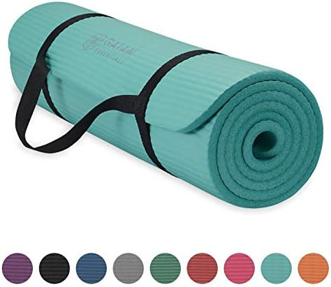 Gaiam Essentials Thick Yoga Mat Fitness & Exercise Mat with Easy-Cinch Yoga Mat Carrier Strap, 72... | Amazon (US)