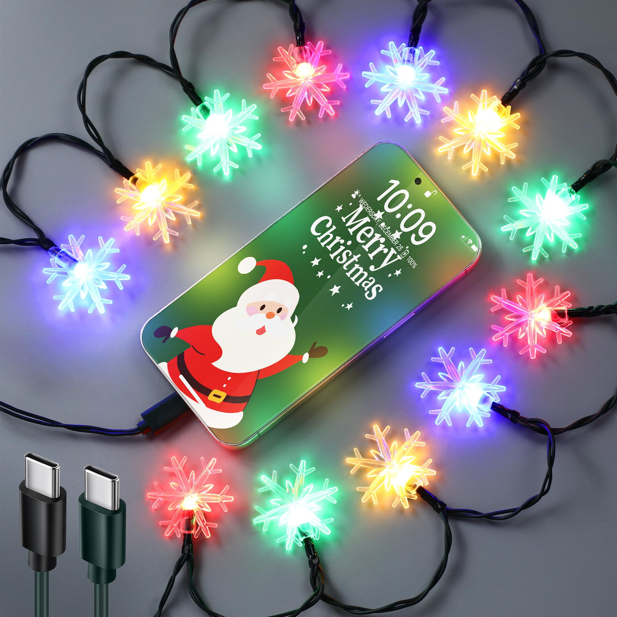 USB C to USB C Cable Christmas Light Phone Charger Cable, Multicolor 56 Inches Light Phone Charge... | Amazon (US)