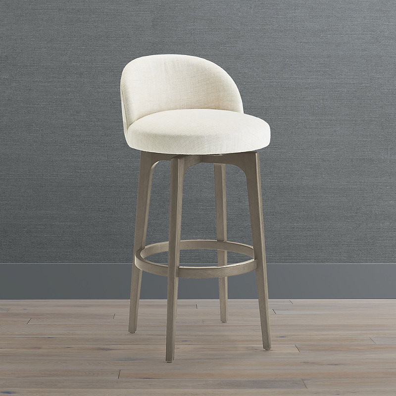 August Swivel Bar & Counter Stools - 26" Counter Height, Cocoa Counter Stool, Sand Linen Parks Performance, Individual - Frontgate | Frontgate