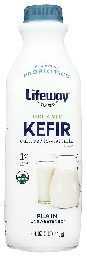 Lifeway Organic Low Fat Kefir, Plain, 32 Ounce, 11g Protein, 12 Live Active Cultures | Amazon (US)