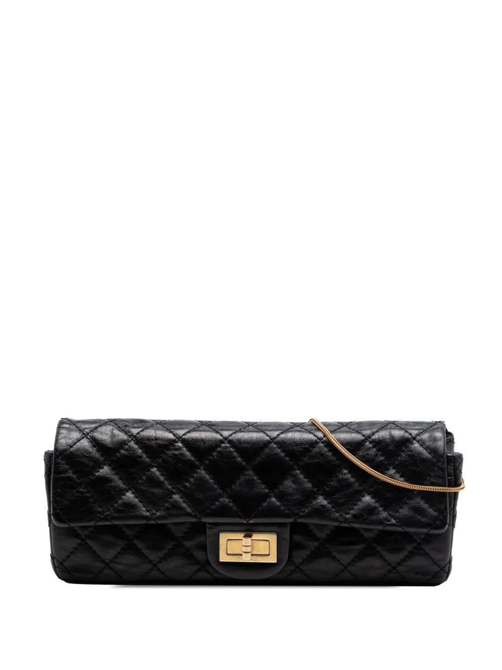 CHANEL Pre-Owned 2008-2009 Quilted Glazed Calfskin Reissue 2.55 East West Single Flap shoulder bag - Black | Farfetch Global