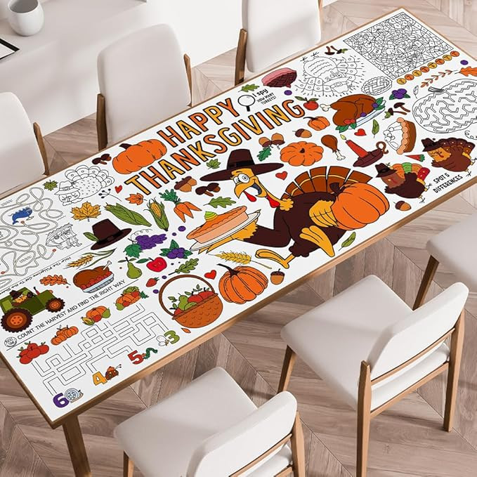 Thanksgiving Crafts for Kids, Thanksgiving Coloring Tablecloth - Thanksgiving Games/Gifts/Activit... | Amazon (US)