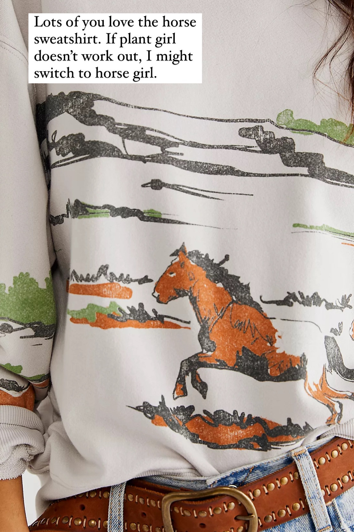 The free people horse sweater! 

#LTKfindsunder100 #LTKSeasonal #LTKstyletip