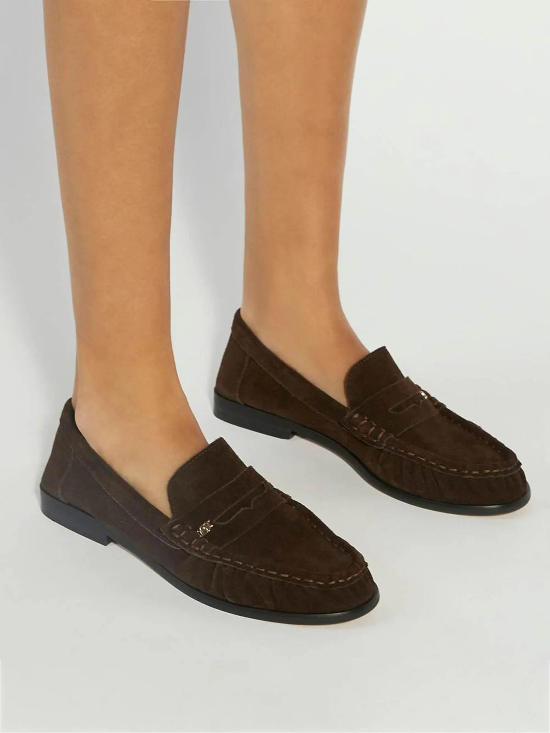 Dune London Dune London Brown Wide Fit Grisella Ruched Apron Penny Loafers | Next US