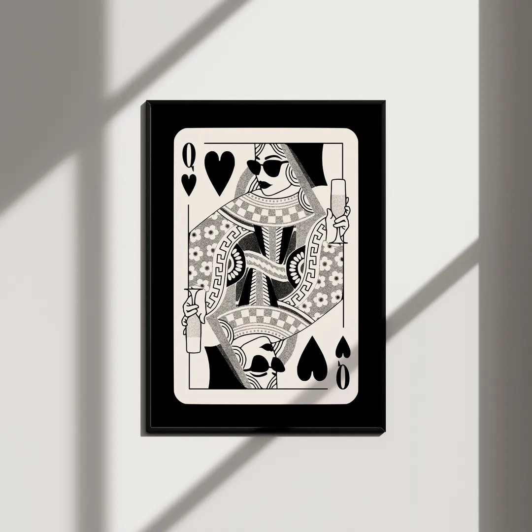 Queen of Hearts Bar Cart Prints Apartment Decor, 70s Style Posters Aesthetic Room Decor, Lucky Yo... | Etsy (US)