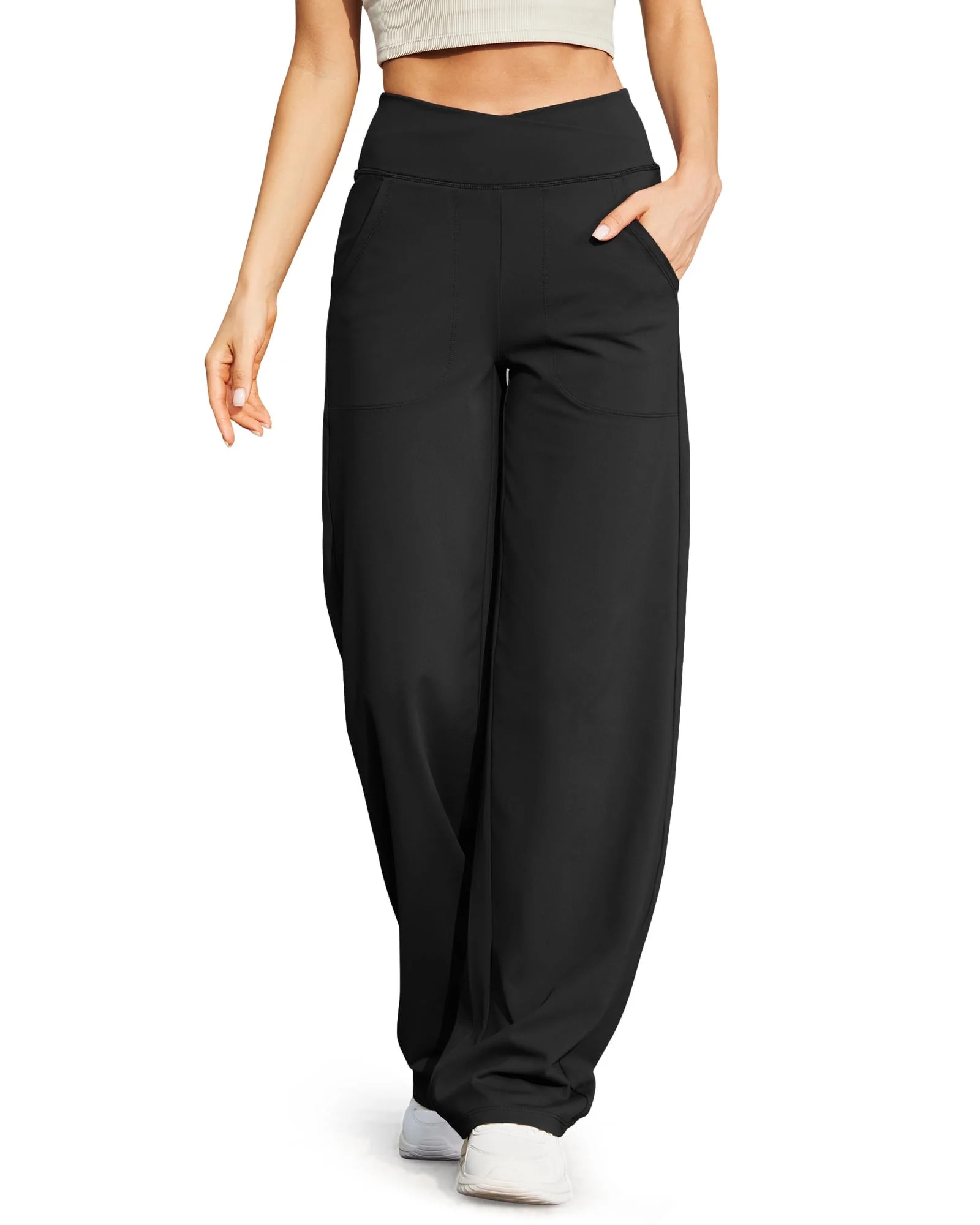 G4Free Wide Leg Pants for Women Loose Yoga Pants with Pockets Petite/Regular/Tall Stretch Casual ... | Walmart (US)