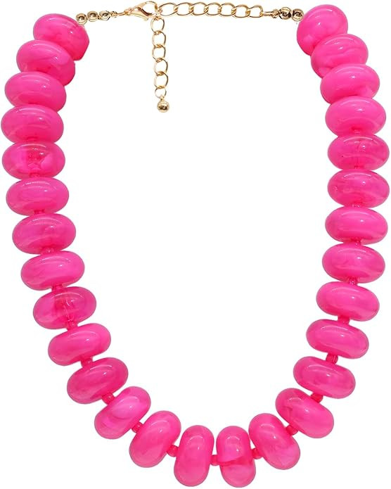JNF Chunky Big Beaded Necklace for Women Colorful Large Beads Choker Necklaces Boho Statement Bea... | Amazon (US)