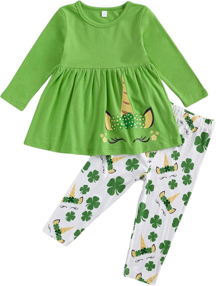 Sasaerucure Kids Toddler Baby Girl Outfit Long Sleeve Sweatshirt T-shirt tops with Flare Pants 2p... | Amazon (US)