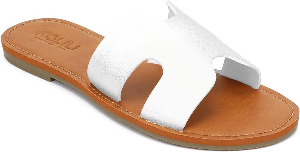 KOLILI Womens Flat Slide Sandals, Summer Fashion Sandals, Comfy Style | Warm-Weather Favorite | Amazon (US)