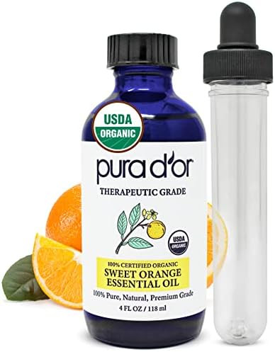 PURA D'OR Organic Sweet Orange Essential Oil (4oz with Glass Dropper) 100% Pure & Natural Therape... | Amazon (US)