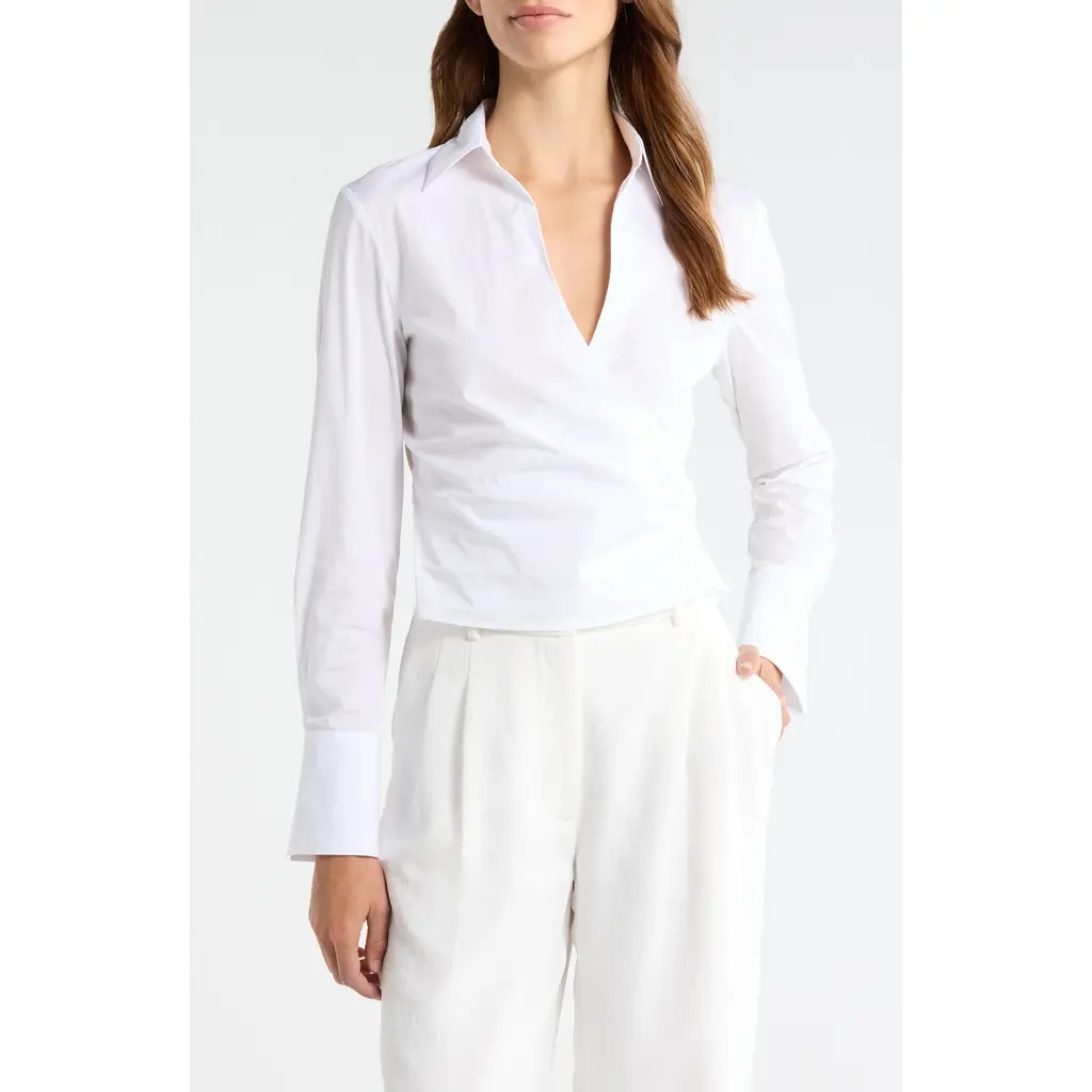 TWP All Wrapped Up Cotton Blend Shirt in White at Nordstrom, Size Small | Nordstrom